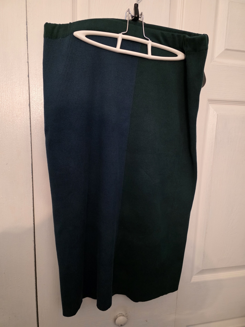 Midi Colorblock Pencil Skirt in Deep Teal and Navy